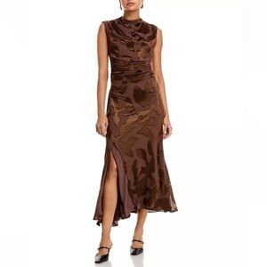Simkhai Burke Draped Silk Midi Dress